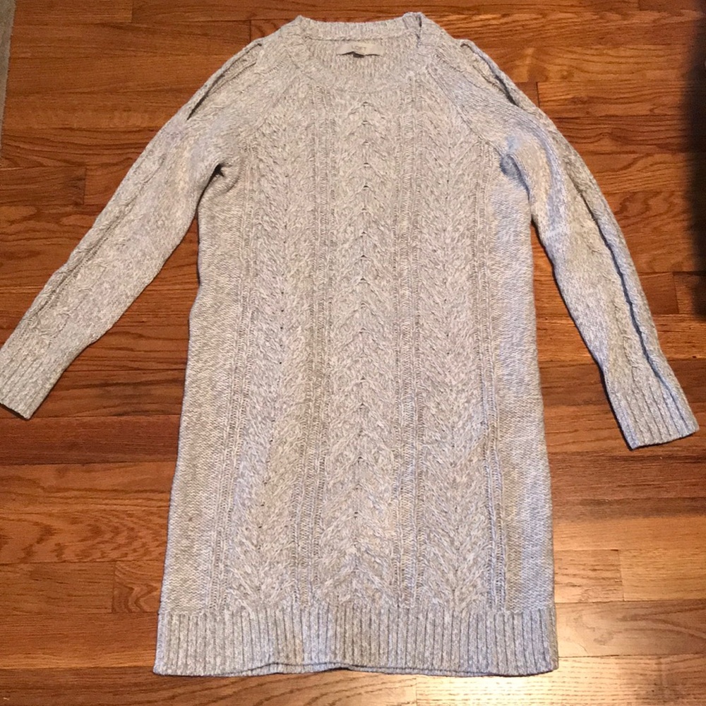 Open shoulder sweater dress